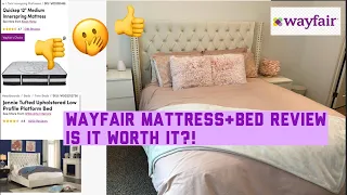 WAYFAIR REVIEW JENNIE TUFTED UPHOLSTERED LOW PLATFORM BED QUICKEP 12 MEDIUM INNERSPRING MATTRESS