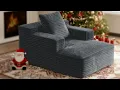 Chaise Lounge Chair Indoor Corduroy Upholstered Boneless Sofa Bed Deep Seat Sleeper Couch Reading
