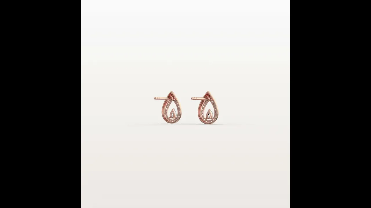 Pavé Teardrop Lab-Grown Diamond Stud Earrings in 14K Gold/Platinum