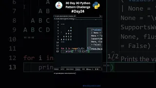 Day 24 Easy Right - Aligned Alphabet Triangle Pattern in Python 30 Days of Code