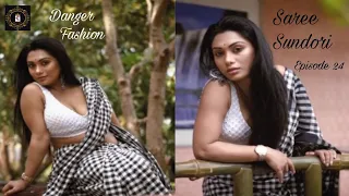 saree sundori episode 24 nandita dutta new black printed polyester saree danger fashion 2025