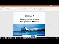 Chapter 4 Transportation and Assignment Models part 1