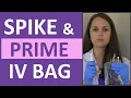 How to Prime IV Tubing Line How to Spike a IV Bag for Nursing