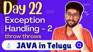 Day 22 Exception Handling throw throws Java Course in Telugu Vamsi Bhavani