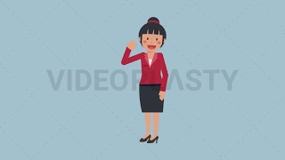 Asian Corporate Woman Waving Her Hand Animation MOV GIF