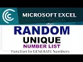 Excel - Generate Random Numbers No Repeats No Duplicates Unique List