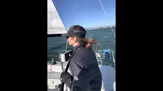 Sailing across the San Francisco Bay #ourladydefiant #sailboat #boat #sailing #liveaboardlife
