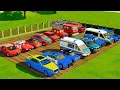 Download Lagu TRANSPORTING CARS, AMBULANCE, POLICE CARS, FIRE TRUCK OF COLORS! WITH TRUCKS! - FARMING SIMULATOR 22