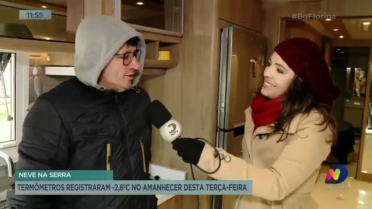 Neve na Serra: termômetros registraram -2,6ºc no amanhecer desta terça-feira