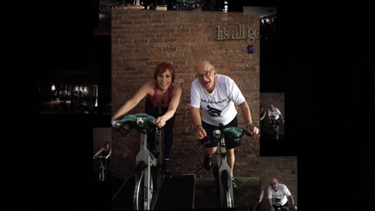 Doctor Mohr and a woman riding exercise bikes