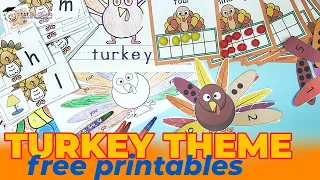 TURKEY THEME Math Literacy FREE PRINTABLES