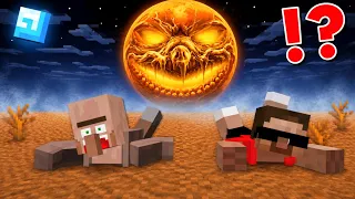Njbon and Villager Escape From LAVA MOON in Minecraft- Horror!