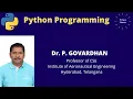 Lecture-1 Introduction to Python Download Installation and Execution Dr P Govardhan