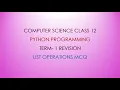 Python List Operations Term 1 Revision Class 12 Computer Science