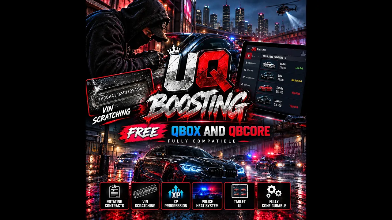 FREE QBCORE & QBOX  BOOSTING SCRIPT WITH VIN SCRATCH