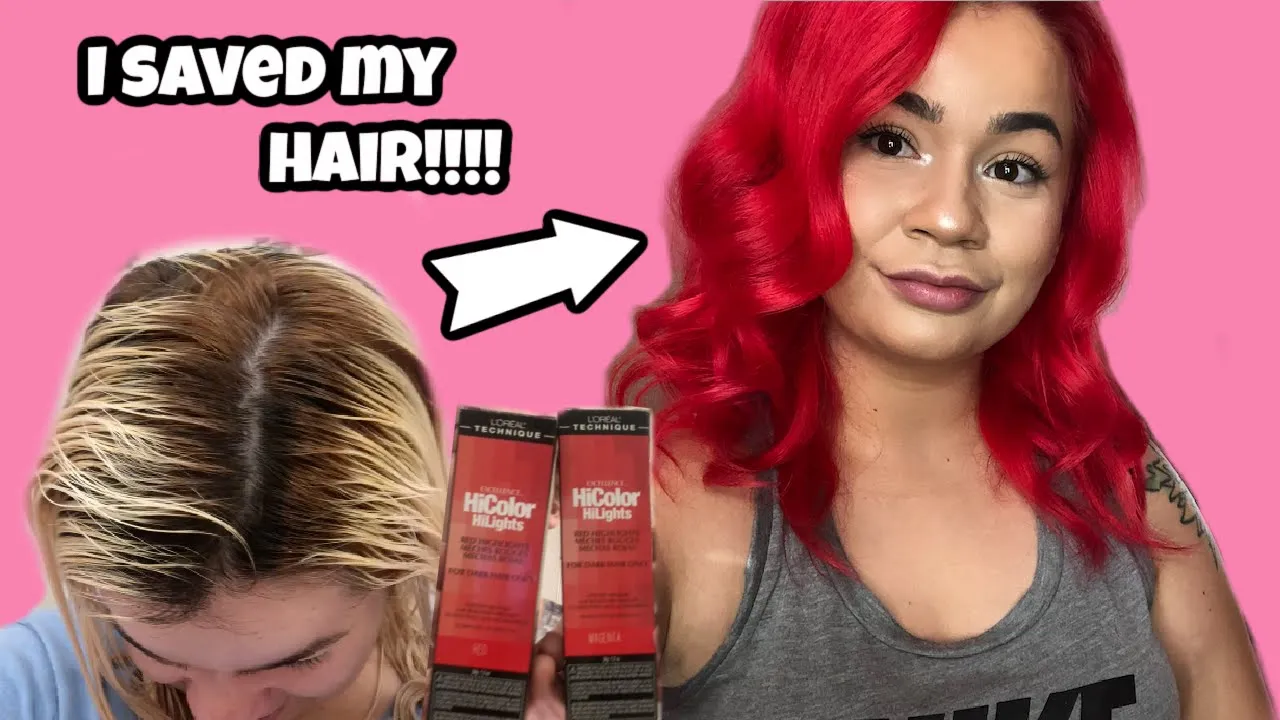 BLACK BOX DYE TO RED HAIR TRANSFORMATION / COLOR OOPS / L'OREAL HICOLOR / CHROMA TRUE REDS