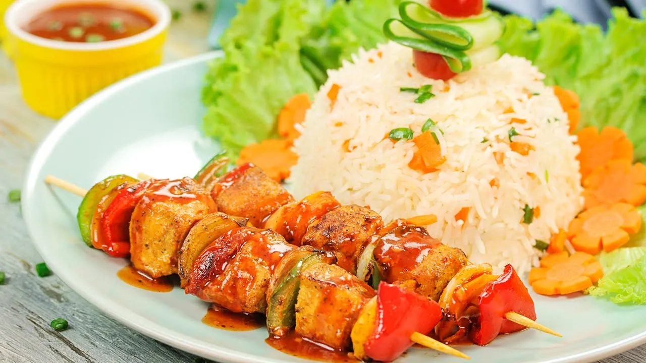 Chicken Shashlik With Fried Rice by SooperChef