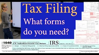 Tax forms documents needed to file your IRS 1040 tax return W-2 1099 SSA Schedule C 1098 div