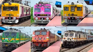 different model indian trains action at howrah barddhaman main line emu locals to express