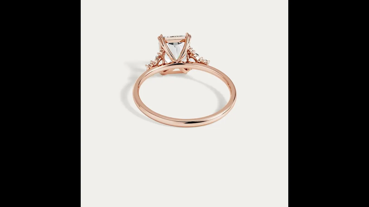 Serene丨2CT Radiant Cut Lab Diamond Side Stone Engagement Ring