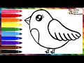 How To Draw A Bird Drawing And Coloring A Rainbow Bird Drawings For Kids