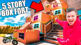biggest 5 story box fort challenge 50ft tall scary 