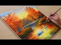 How to Draw Autumn Scenary Acrylic Painting STEP BY STEP