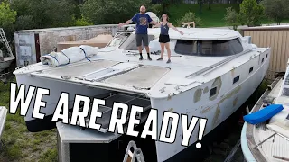 ⛵️ Our hurricane-damaged catamaran is ready to go back in the water!  Ep.633