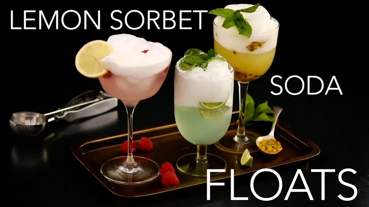 Lemon Sorbet Soda Floats