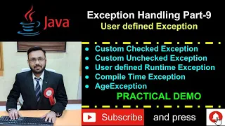 Java Excetion Handling Part-9 User Defined Exception - Checked and Unchecked Custom Exception