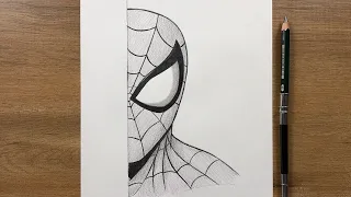 How to Draw Spider-Man Half Face with Pencil | Easy Step-by-Step Tutorial