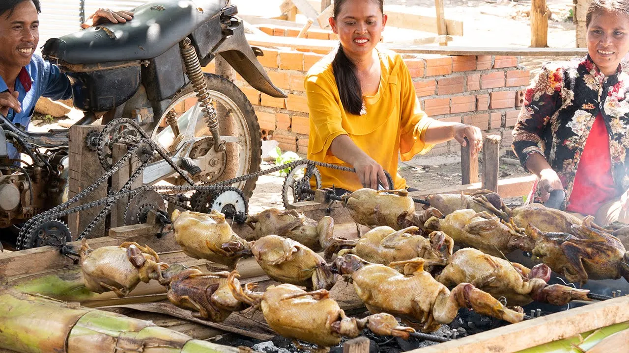 Amazing Technique BBQ DUCK Recipe with Oldest Motor to Make Donation with 42 Families in Village