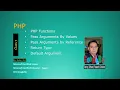 PHP Functions Pass Arguments By Values Pass Arguments by Reference Return Type Default Argument