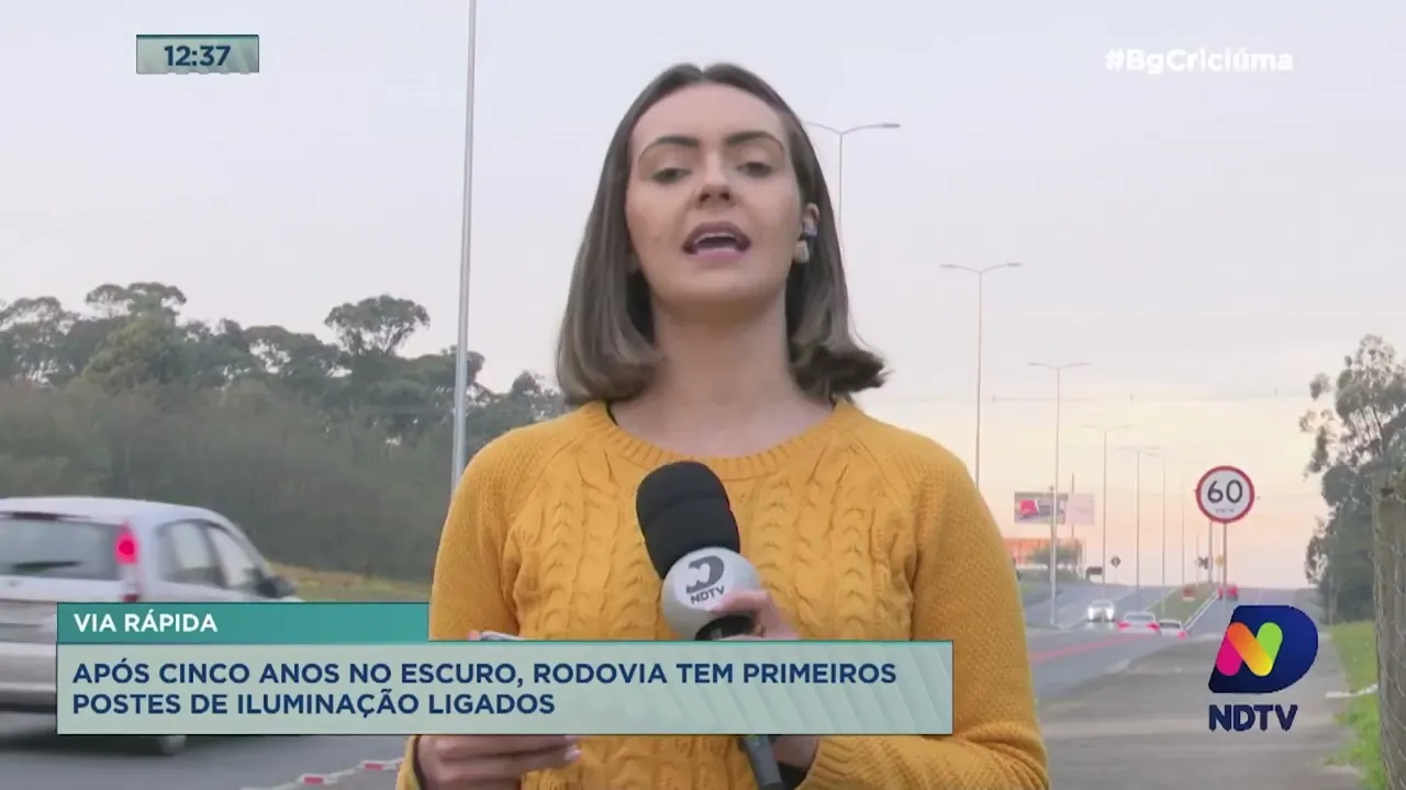 Após cinco anos no escuro, Via Rápida tem primeiros postes de iluminação acesos