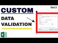 Excel Custom Data Validation Use Formulas to Check for text numbers weekday