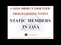 STATIC MEMBERS IN JAVA NOTES CS3391 OBJECT ORIENTED PROGRAMMING NOTES 2021 REGULATION CSE