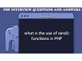 what is the use of rand functions in PHP