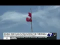 Double Red Flags Flying Waters are closed