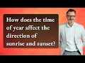 How does the time of year affect the direction of sunrise and sunset
