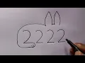 Download Lagu How To Draw Rabbit With 2222 Number | Rabbit Drawing Step By Step
