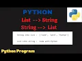 Conversion method string to list and vice versa python code