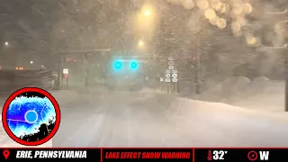 Live Erie BLIZZARD WARNING - LIVE STORM CHASING