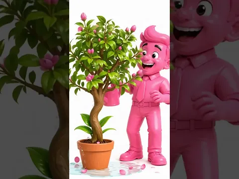 Pinkman watering a small plant | Sia Unstoppable Song | Pink man Video | Toon Story Saga