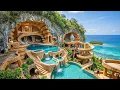 Lagu 200 Days Building Epic Sea Cliff Cave Mansion with Waterfall Pools and Slides Using Primitive Tools