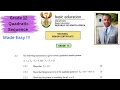 Grade 12 Mathematics Quadratic Number sequence and patterns