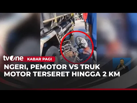 Tinggal Kerangka, Sepeda Motor Terseret Truk Hingga Terbakar