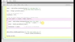 Running Total with for loop in Java total sales