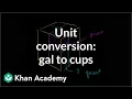 Unit conversion gallons to quarts pints and cups Pre-Algebra Khan Academy