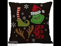 Grinch Linen Throw Pillowcase - Holiday Sofa Decoration Green Monster Christmas Throw Pillowcase