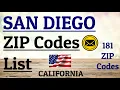 San Diego ZIP Code s List California USA 181 ZIP Codes
